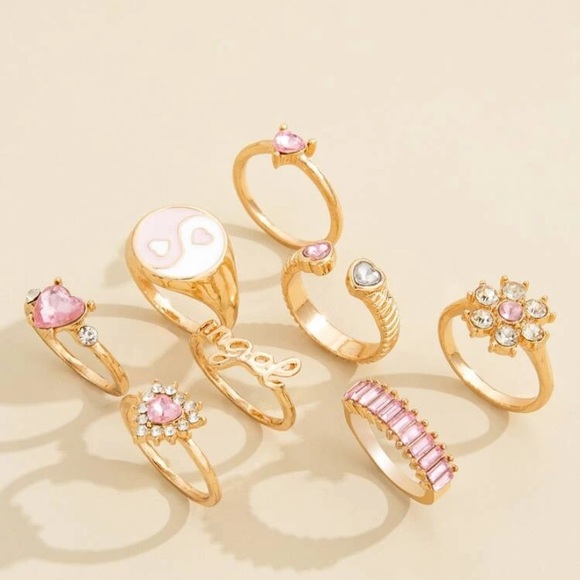 7pcs Rhinestone Rings - Picture 2 of 3